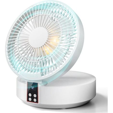 Tischventilator mit Fernbedienung, kleiner Schreibtischventilator, USB-wiederaufladbar, 3 Geschwindigkeitsstufen, leise, leistungsstark, tragbar, ideal für Schlafzimmer und Zuhause (1/2)