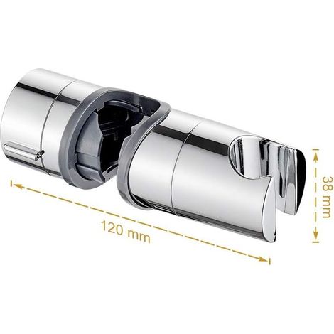 Support pommeau douche réglable pour barres 19-25 mm – Plastique ABS chrome – Installation sans outil – Coussin silicone antidérapant (1/5)
