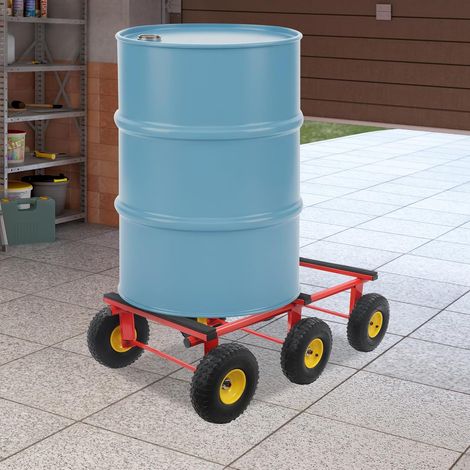 Rollbrett Schwerlast Möbelhund, bis 544 kg Tragkraft,mit 6 aufblasbaren 10-Zoll-Rädern und Antirutschmatte, rollbarer Plattformwagen für Möbel, Lager, Logistik und Haushalt (Rot, Schwarz) (1/5)