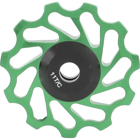 Poulie de dérailleur arrière VTT 11T, galet guide et roue de tension avec roulement, couleur verte (1/5)