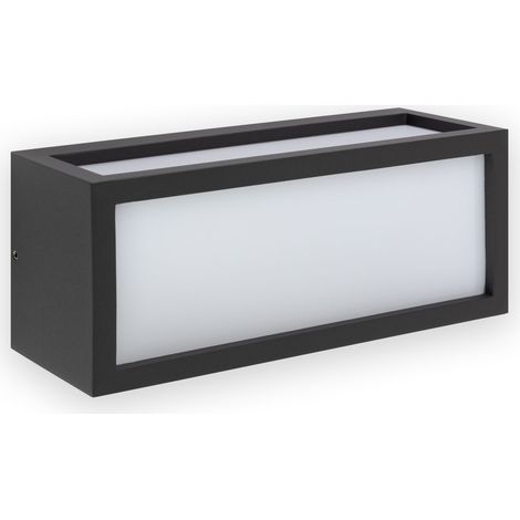 Faro Barcelona – Aplique de exterior gris oscuro IP54 – Aluminio inyectado – E27 20W – Difusor de opal PC – Dimensiones 250x110x103mm