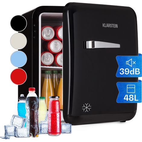 Klarstein Kühlschrank, Mini-Kühlschrank für Getränke, Kühlschrank Klein, Kleiner Kühlschrank Lautlos, Skincare Fridge, Vintage Design, Camping Kühlschrank, Minikühlschrank für Zimmer, 0-10°C, 48 L