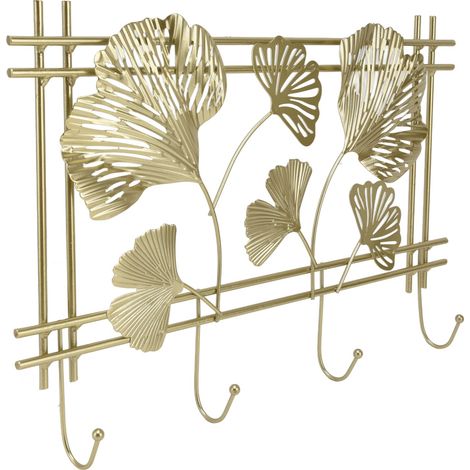 Décoration murale feuille de ginkgo, porte-manteaux entrée, crochet mural en fer pour clés, rangement cuisine(Modèle:Ginkgo) (1/5)