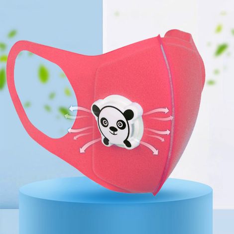 10 masques en tissu éponge pour enfants avec valve, protection buccale épaisse pour extérieur (rose) (1/5)