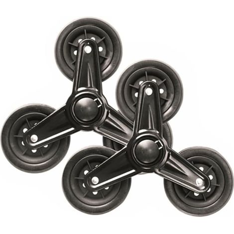 Lot de 2 roulettes pour chariot d'escalier, chariot à 3 roulettes robuste de remplacement pour meubles, chariot de blanchisserie et courses (Modèle A) (1/5)