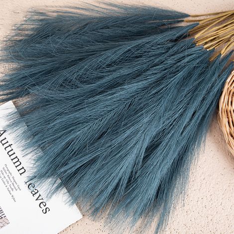 Pampas Grass - Artificial Reed - 56 cm - Bendable Stem - For Wedding Home Decoration - Dark Blue - 1 Piece (1/5)