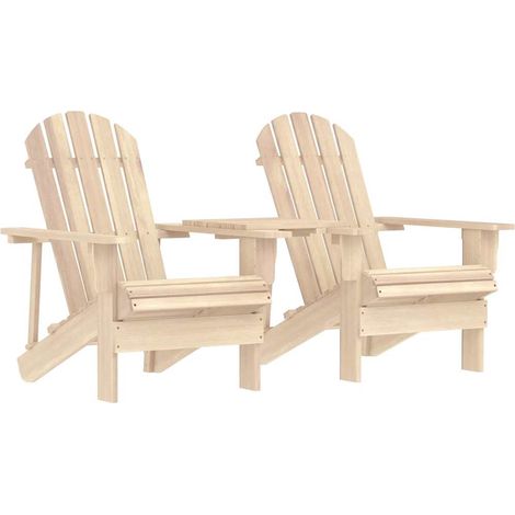 Adirondack-Gartenstühle mit Tisch Massivholz Tanne vidaXL