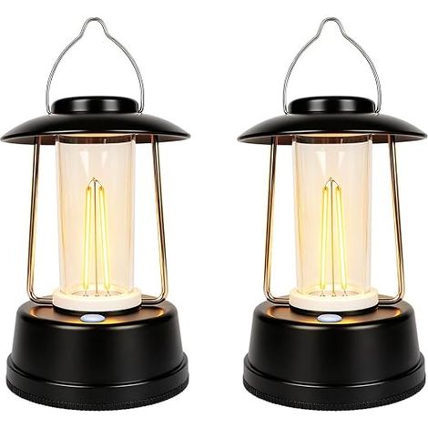 EXTRASTAR Lanterne Camping, Lampe de Camping LED Portable, Lampe a Pile rétro à 2 Modes d'éclairage, Lanterne Portable Extérieure pour Camping,Excursions, Cave, Bricolage, Urgence, Lot de 2