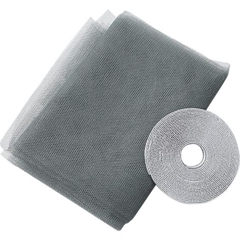 Moustiquaire autocollante pour fenêtre à monter soi-même, 150 x 198 cm, gris