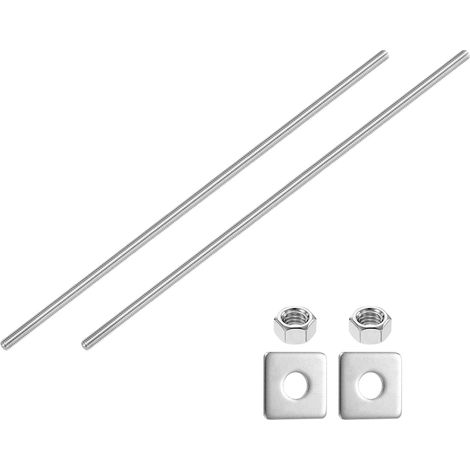 2pcs Tige Filetée Complète 3/8"-16 UNC, 400mm/15.7" Tiges Filetées à Mouvement Linéaire Droite Acier Inoxydable 304 avec Écrous Hexagonaux Rondelle Carré pour Serre-Joint U-Boulon (1/5)