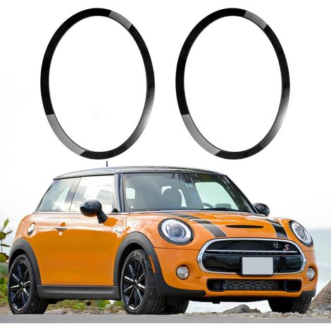 Lot de 2 enjoliveurs de phares, 1 paire, compatibles avec BMW Mini Cooper F55 F56 F57 (2014-2021), références : 51137300631, 51137300632, 51712355791, 51712355798, noir. (1/5)