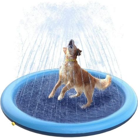 Tapis Jet d'eau Chien,Coussin D'arrosage, 170 cm Tapis de Pulvérisation,Tapis de Jeu Aquatique,pour Enfants et Animaux Domestiques,pour Jardin, Extérieur (1/5)