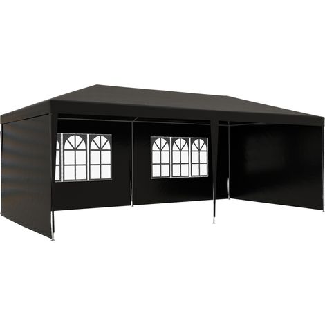 Outsunny 6 x 3 m Party Tent Gazebo Marquee Outdoor Patio Canopy Shelter with Windows and Side Panels Black (1/5)