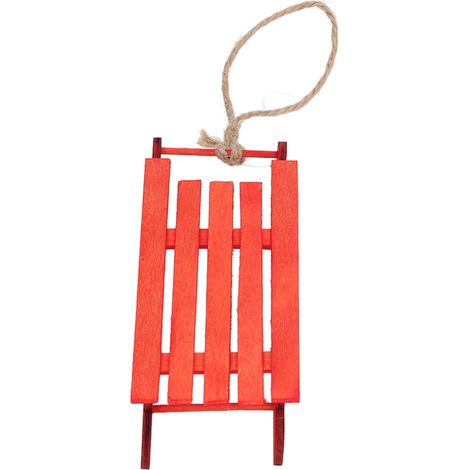 Traîneau miniature, objet décoratif réaliste, modèle de traîneau en bois pour maison de poupée, accessoire photo, table, rouge. (1/5)