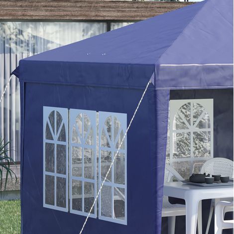 Pavillon Partyzelt klappbar 3 x 6 m Stahl Blau HAVRYA (1/4)