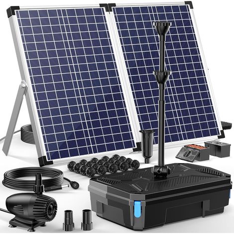 12W Filtre de Bassin Solaire avec 4 Buses, Pompe Solaire Bassin avec Système de Filtration Bio pour Étang jusqu'à 800L, Fontaine Solaire Extérieure pour Jardin et Balcon, Décoration Écologique (1/5)