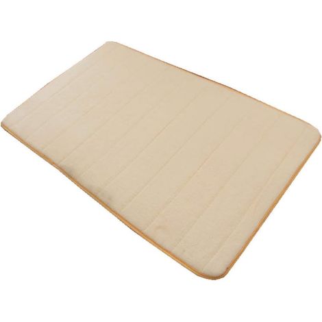 Tapis de Bain antidérapant en Mousse à mémoire de Forme pour Salle de Bain, Microfibre(Beige,30 x 50 cm)-Fei Yu (1/5)