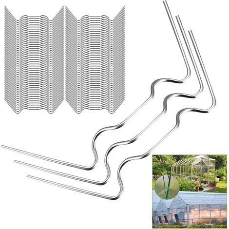 100 Pcs Clips pour Serre en Verre, Clips de Fixation Metal pour Vitres de Serres, Clip de Fixation en Acier Inoxydable pour fenêtre de vitres de serre accessoires (1/5)