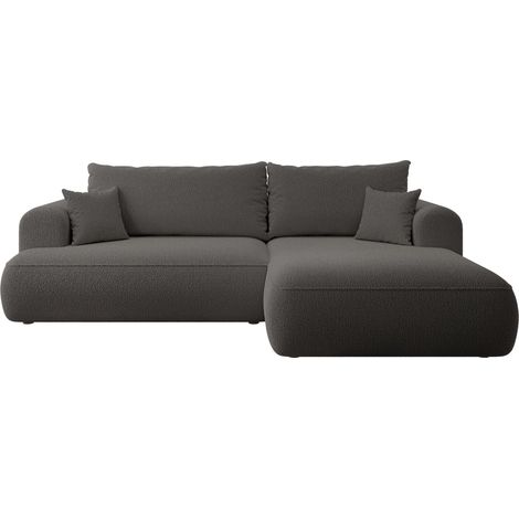 Selsey Ovo – Ecksofa mit Schlaffunktion, Ottomane rechts, Bouclé Dunkelgrau (1/5)