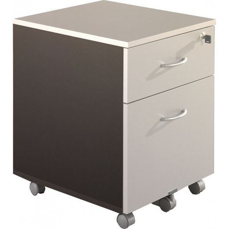 Caisson de Bureau 2 Tiroirs Gris Anthracite 5 Roulettes L 41 H 56 P 50 cm