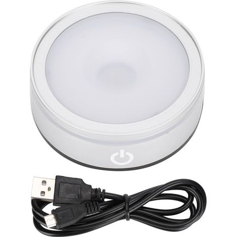 Base Lumineuse LED Sphérique Cristal Argenté, Éclairage Tactile Multicolore et Blanc (1/5)
