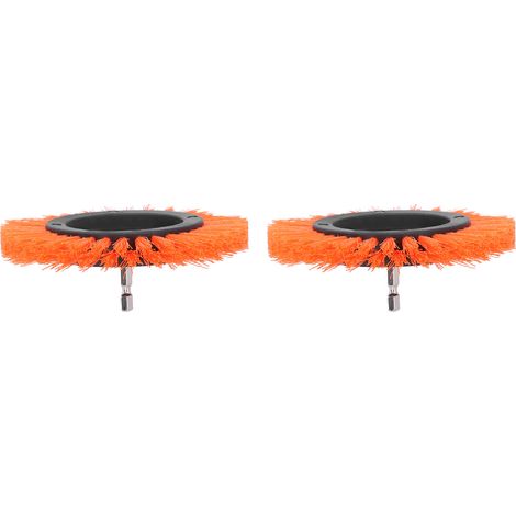 Lot de 2 têtes de brosse de 8,9 cm (3,5 pouces) pour perceuse électrique, embout durable pour la décoration de tapis, couleur orange. (1/5)