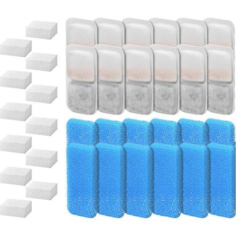 Lot de 12 filtres de rechange pour fontaines pour animaux de compagnie, double filtre avec éponge, fournitures de boisson pour animaux de compagnie [Classe énergétique A++] (1/5)