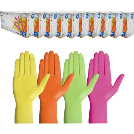 Gants en nitrile M colorés Ampri Style Tutti Frutti 96 pièces carton paquet de 10 (1/5)