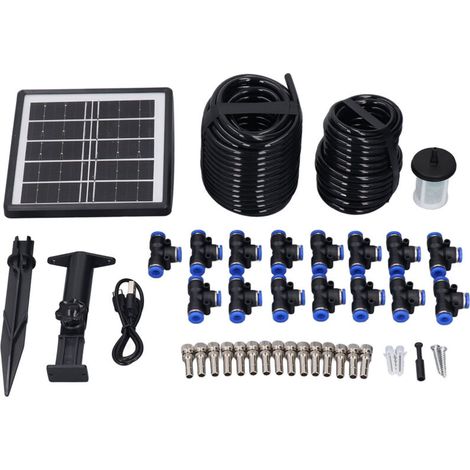 Spray irrigation system kit, solar-powered timer mode, IP67 waterproof, automatic watering for greenhouse, garden and lawn (1/5)