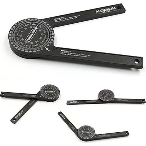 Rapporteur d'angle horizontal 360° en aluminium pour scie à onglets, doté d'échelles gravées avec précision pour le positionnement lors de la coupe du bois. (1/3)