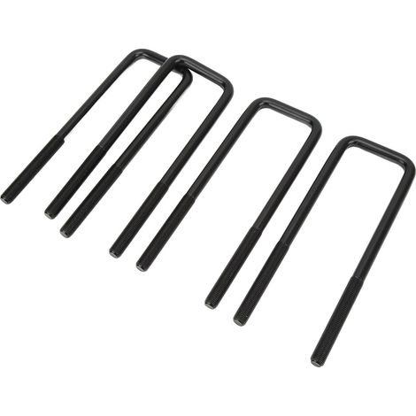 Boulons en U carrés robustes de 10 pouces en acier noir pour essieu arrière Silverado 1500 (1/5)