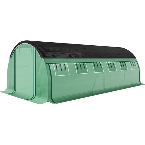 Polytunnel Gewächshaus, Roll-Up Seitenwände, UV-beständiger Bezug, armeegrün (1/2)