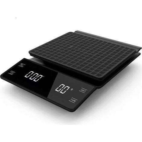 Balance de cuisine pour café avec minuteur, haute précision 3 kg 0,1 g, adaptée au café filtre, au café à la verseuse, etc., avec écran LCD rétroéclairé.