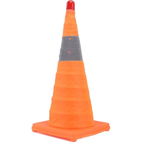Cône de Signalisation Rétractable - Toivize - 60cm - LED Intégrée, PE/PP Résistant UV, Pliable 29x29x12cm, Idéal Chantier & Parking (1/5)