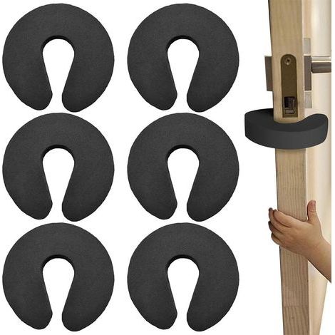 6 Pièces - Butée De Porte - Mousse Eva - Protection Doigt Enfant - Forme U Flexible - Pour Portes Intérieures - Noir - 8x9cm (1/5)