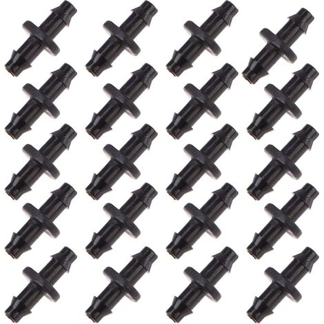Connecteur d'Irrigation Goutte à Goutte 4/7mm,Raccord Cannelé Double pour Arrosage de Pelouse - Lot de 100 Pièces (1/5)
