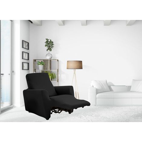 Copripoltrona Reclinabile Elasticizzato Antimacchia Magic Tinta Unita Nero Poltrona Relax Idrorepellente (1/4)