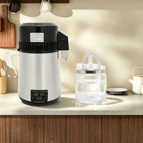 Distillateur d'eau en acier inoxydable 4L sans BPA Machine à distiller avec récipient en verre et interrupteur intelligent pour eau pure à la maison ou au bureau en acier (1/5)
