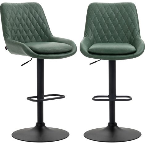 Swivel Bar Stools, Set of 2, 51 x 59 x 117 cm, Green (1/5)