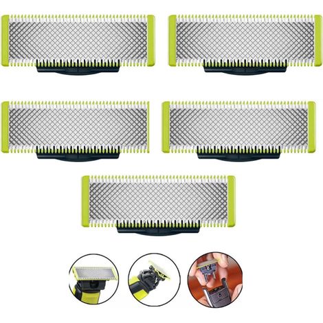 Pointes de lames en acier inoxydable (5 pièces), lames en forme de T, compatibles avec la série Philips OneBlade QP. (1/5)