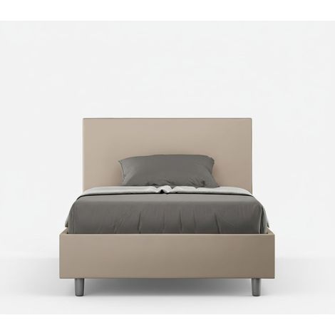 Französisches Bett mit Bettkasten, 120x200, Kunstleder Adele P1 - Beige
