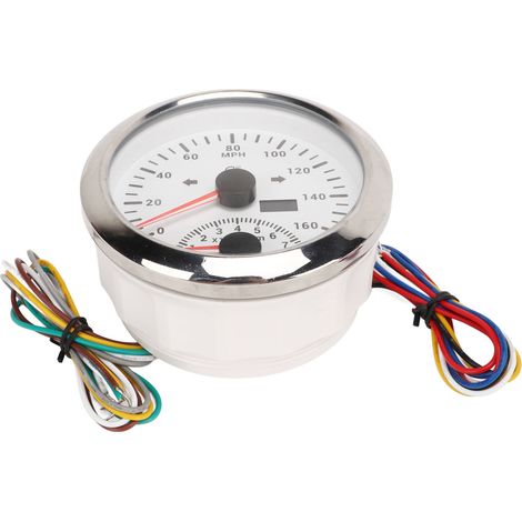 Compteur de vitesse GPS avec tachymètre 8000 tr/min, DC9-32V, étanche IP67, 0-160 MPH, rétroéclairage rouge, précis pour bateau et quad, cadran blanc (1/5)