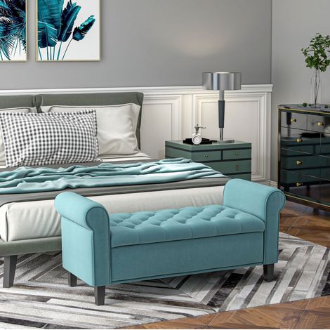 Banc coffre 126 x 48,5 x 57 cm vert – assise capitonnée avec rangement, sans matelas (1/5)