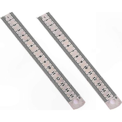 Lineal aus Edelstahl, 2er-Set, je 15 cm, robuste Messwerkzeuge für technisches Zeichnen und Heimwerkerarbeiten. (1/5)