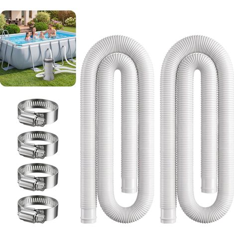 Tuyau Piscine 32mm/1,25, Tuyau de Rechange pour Piscine 150cm de Long avec 4 Pince Métallique, Accessoires de Pompe de Piscine pour Piscines Hors Terre Filtre Intex, Bestway (Paquet de 2) (1/5)