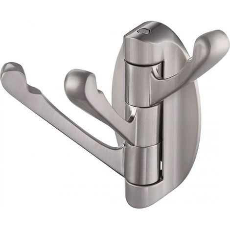 Porte-manteau et chapeau pliants avec 3 bras métalliques et rotatifs mural robustes pour salle de bain,cuisine ou finition de garage (nickel brossé) (1/5)
