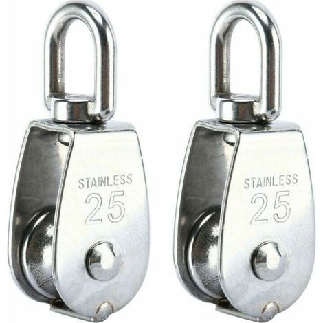 FENOPLASTICAPoulie de levage en acier inoxydable 304 – Charge maximale 150 kg – Diamètre de roue 25mm – Rotation 360° pour usage professionnel – Lot de 2 (1/4)