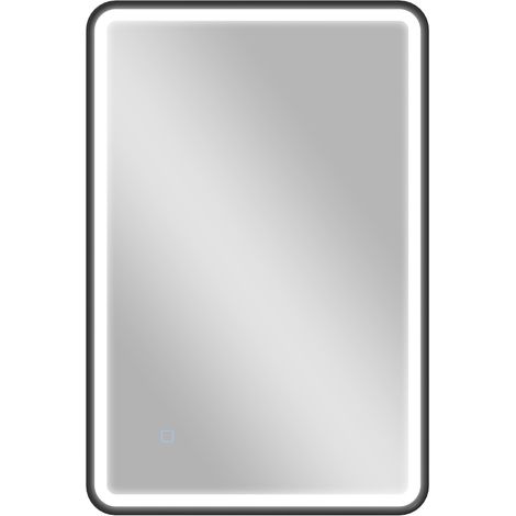 Espejo de baño LED de 90 x 60 cm, iluminación, 3 colores, intensidad regulable, función de memoria, orientación horizontal y vertical, color negro. (1/5)