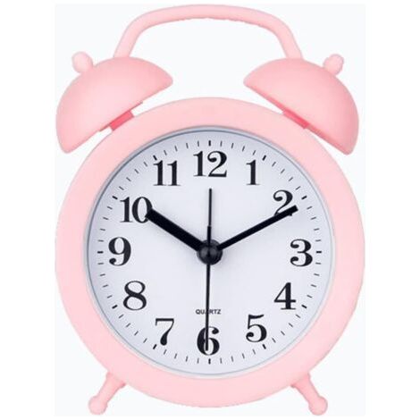 Kids Alarm Clock, Double Bell, Classic, Home, Cute Battery Operated Analog Clock, Mini Round Alarm Clock for Bedside Table, Pink (1/3)