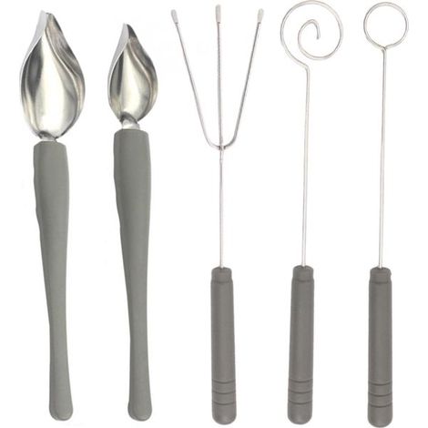 Juego decorativo de 5 cucharas, Para artes culinarias, cucharas, platos, pasteles, café, chocolate, pralinés, azúcar, trufas, Plateado (1/5)